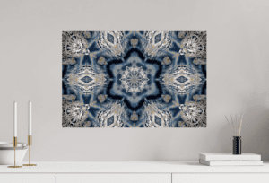 Swiss Artwork by Raphaël Wolf Zurich Grasshopper Blue Kaleidoscopic